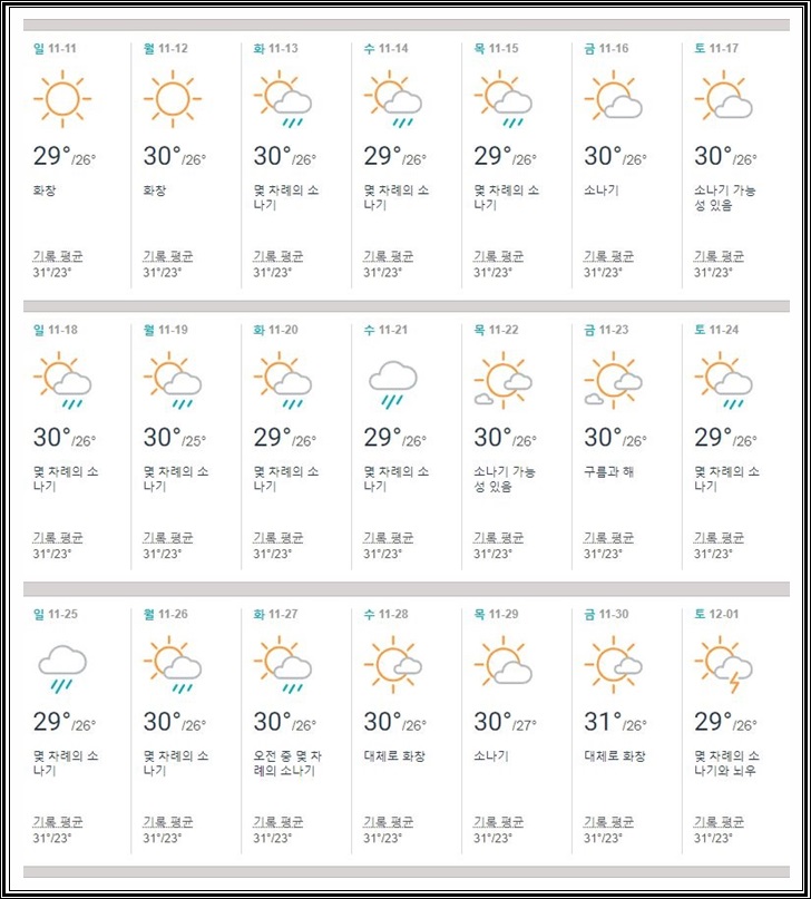 코사무이,11월,날씨,옷차림,우기,건기